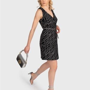 MICHAEL KORS Status Print Stretch Twill Mini Dress size XS